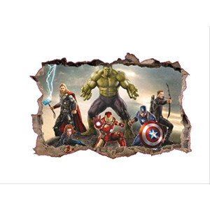 Sticker mural Hulk, Iron man - Avengers - 3D 70x50 cm