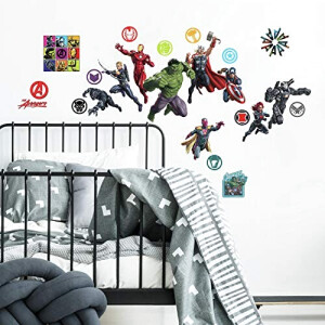 Sticker mural Avengers rouge/vert/bleu/noir/violet/jaune 6 cm