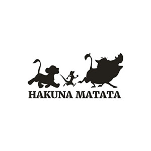 Sticker mural Pumbaa, Timon, Hakuna Matata - Le roi lion - noir 3D 60x30 cm