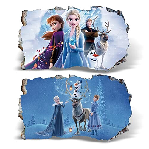 Sticker mural Anna, Elsa, Olaf - La reine des neiges - 1000x600 mm