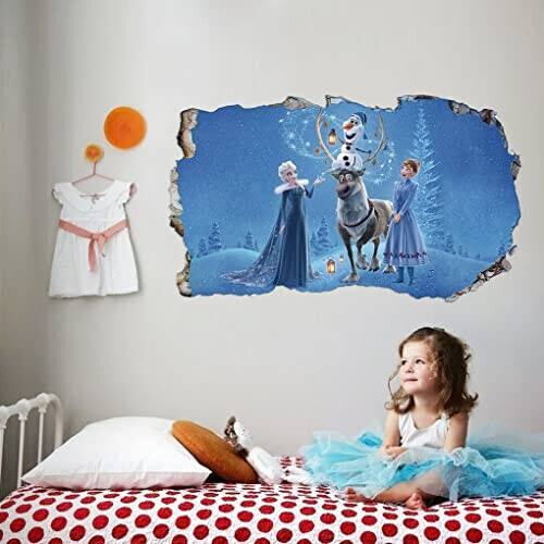 Sticker mural Anna, Elsa, Olaf - La reine des neiges - 1000x600 mm variant 2 