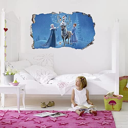 Sticker mural Anna, Elsa, Olaf - La reine des neiges - 1000x600 mm variant 3 