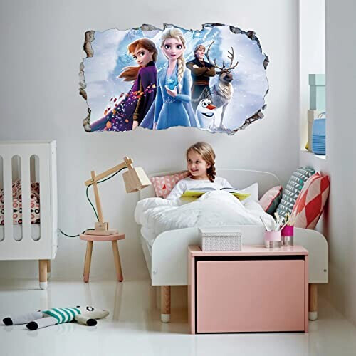 Sticker mural Anna, Elsa, Olaf - La reine des neiges - 1000x600 mm variant 4 