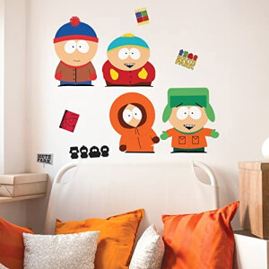 Sticker mural South Park rouge vert orange 7.1x7 cm
