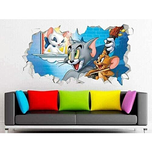 Sticker mural Tom et Jerry 3D