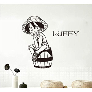 Sticker mural Luffy - One Piece - or 34x58 cm