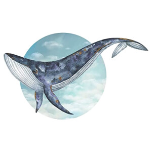 Sticker mural Baleine bleu 120x80 cm