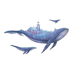 Sticker mural Baleine bleu 144x75 cm