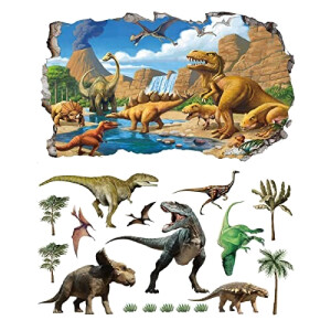 Sticker mural T-rex - Dinosaure - 3D 100x58 cm