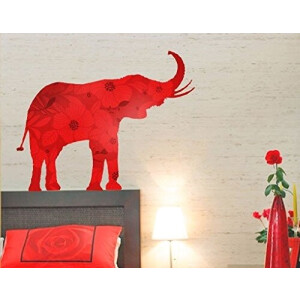 Sticker mural Éléphant rouge 108x144 cm