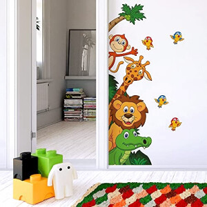Sticker mural Lion couleur jungle - modèle 100x30 cm
