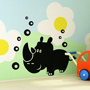Sticker mural Rhinocéros turquoise 25x30 cm