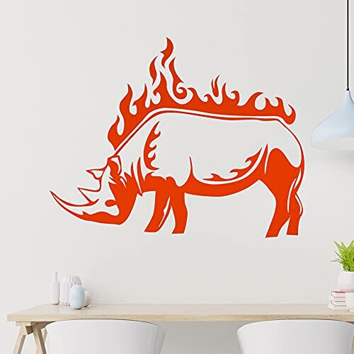 Sticker mural Rhinocéros orange 152x120 cm