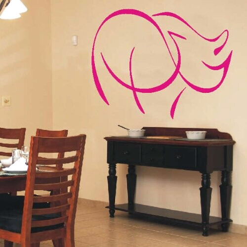 Sticker mural Rhinocéros rose bonbon 62x1 cm variant 0 