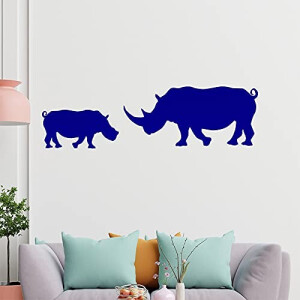 Sticker mural Rhinocéros bleu 120x35 cm