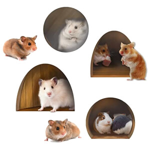 Sticker mural Souris hamster hole theme 3D 12x42 cm