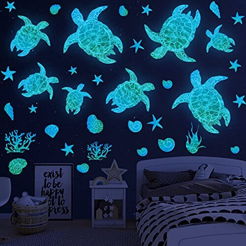 Sticker mural Tortue bleu