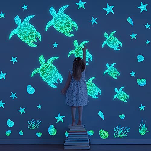 Sticker mural Tortue bleu variant 3 