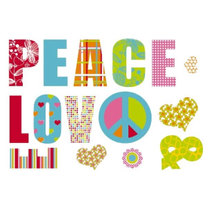 Sticker mural Peace and love multicouleur 100x70 cm