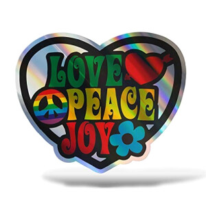 Sticker mural Peace and love olografico 15 cm