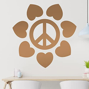 Sticker mural Peace and love marron 120x120 cm